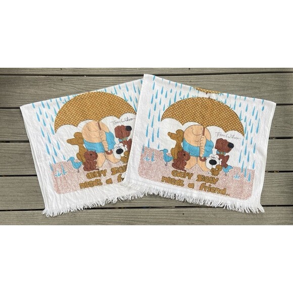 ZIGGY By Tom Wilson Bath Towel Set Royal Treasure Every Dog Needs A Friend VTG - Picture 1 of 16